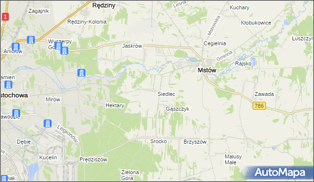 mapa Siedlec gmina Mstów, Siedlec gmina Mstów na mapie Targeo