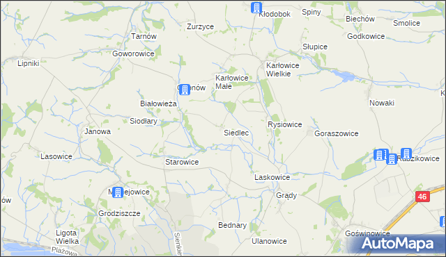 mapa Siedlec gmina Otmuchów, Siedlec gmina Otmuchów na mapie Targeo