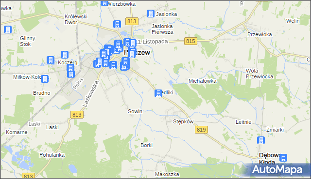 mapa Siedliki, Siedliki na mapie Targeo