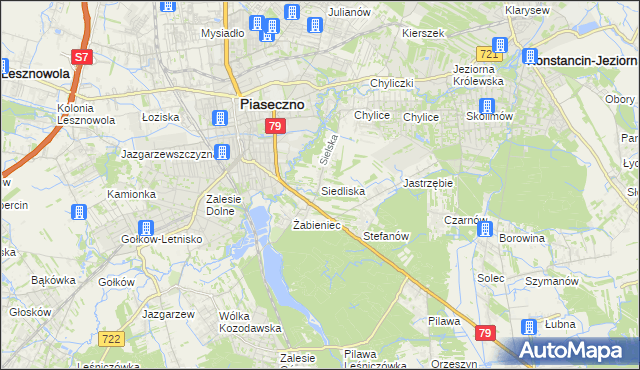 mapa Siedliska gmina Piaseczno, Siedliska gmina Piaseczno na mapie Targeo