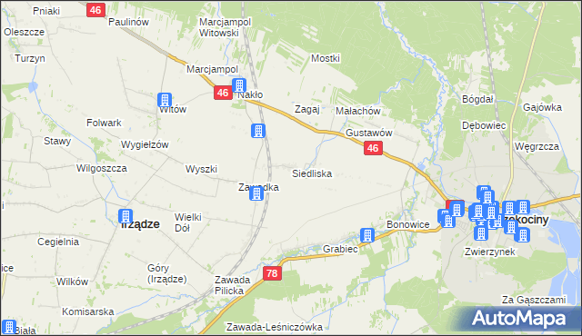 mapa Siedliska gmina Szczekociny, Siedliska gmina Szczekociny na mapie Targeo