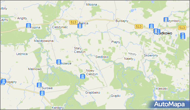 mapa Siedlisko gmina Godkowo, Siedlisko gmina Godkowo na mapie Targeo