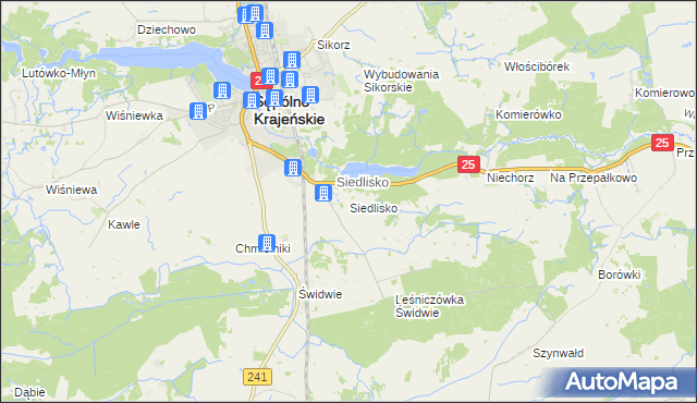 mapa Siedlisko gmina Sępólno Krajeńskie, Siedlisko gmina Sępólno Krajeńskie na mapie Targeo