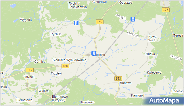 mapa Siedlisko gmina Trzcianka, Siedlisko gmina Trzcianka na mapie Targeo