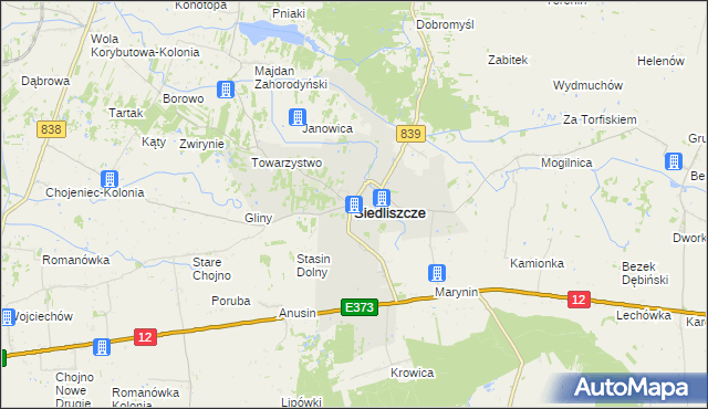 mapa Siedliszcze powiat chełmski, Siedliszcze powiat chełmski na mapie Targeo