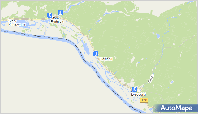 mapa Siekierki gmina Cedynia, Siekierki gmina Cedynia na mapie Targeo