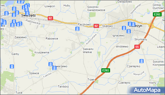 mapa Siekierki Wielkie, Siekierki Wielkie na mapie Targeo
