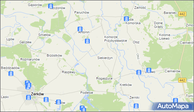 mapa Siekierzyn gmina Żerków, Siekierzyn gmina Żerków na mapie Targeo