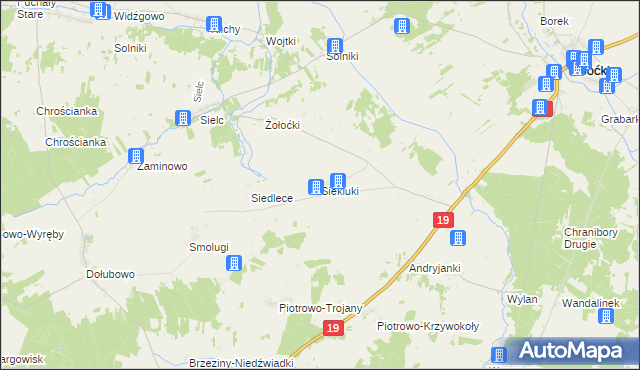 mapa Siekluki gmina Boćki, Siekluki gmina Boćki na mapie Targeo