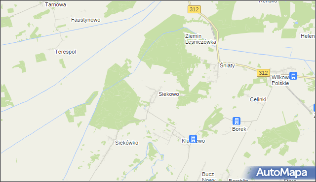 mapa Siekowo, Siekowo na mapie Targeo