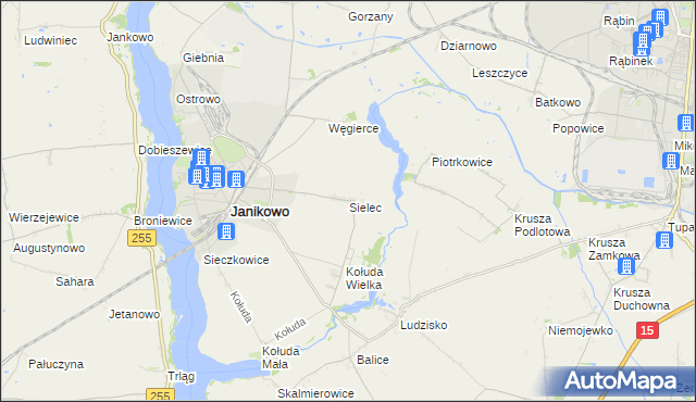 mapa Sielec gmina Janikowo, Sielec gmina Janikowo na mapie Targeo