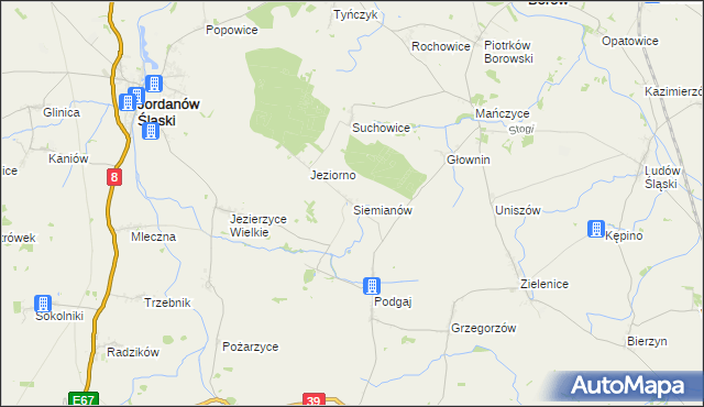 mapa Siemianów gmina Borów, Siemianów gmina Borów na mapie Targeo