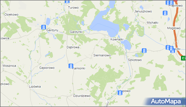 mapa Siemianowo gmina Kozłowo, Siemianowo gmina Kozłowo na mapie Targeo