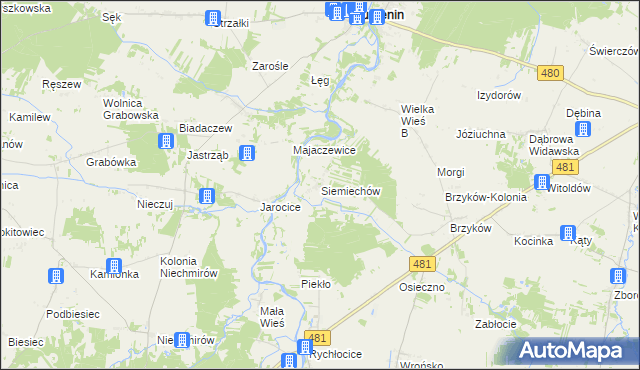 mapa Siemiechów gmina Widawa, Siemiechów gmina Widawa na mapie Targeo