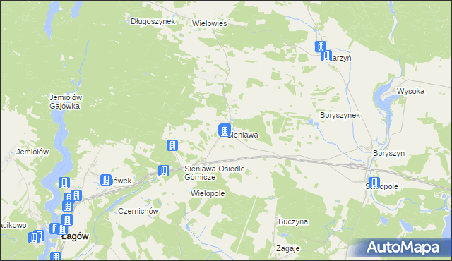 mapa Sieniawa gmina Łagów, Sieniawa gmina Łagów na mapie Targeo