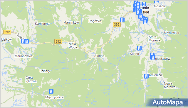 mapa Sienna gmina Stronie Śląskie, Sienna gmina Stronie Śląskie na mapie Targeo