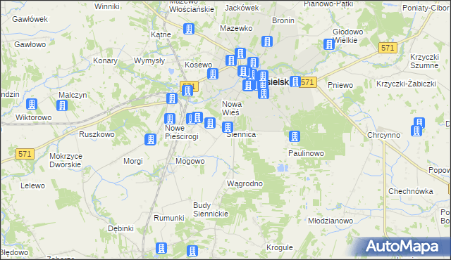 mapa Siennica gmina Nasielsk, Siennica gmina Nasielsk na mapie Targeo