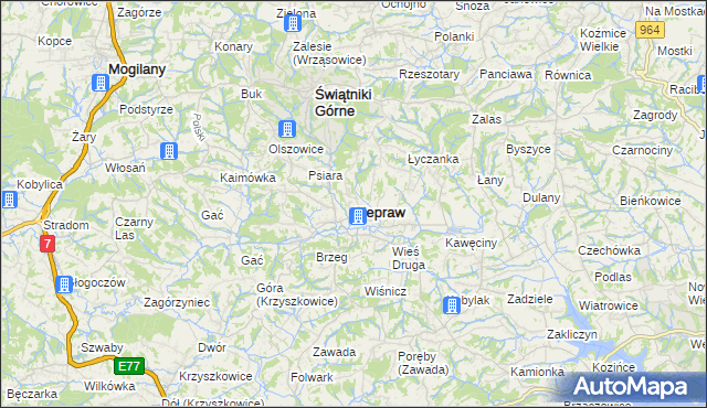mapa Siepraw, Siepraw na mapie Targeo