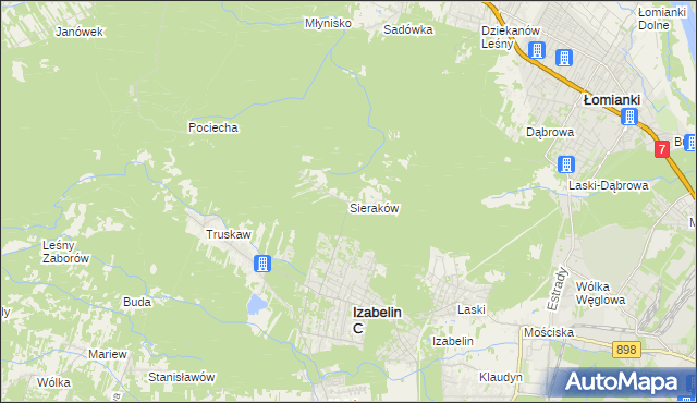mapa Sieraków gmina Izabelin, Sieraków gmina Izabelin na mapie Targeo