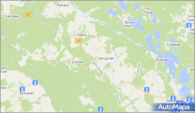 mapa Sierczynek, Sierczynek na mapie Targeo