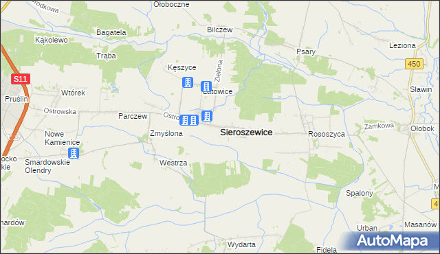 mapa Sieroszewice, Sieroszewice na mapie Targeo