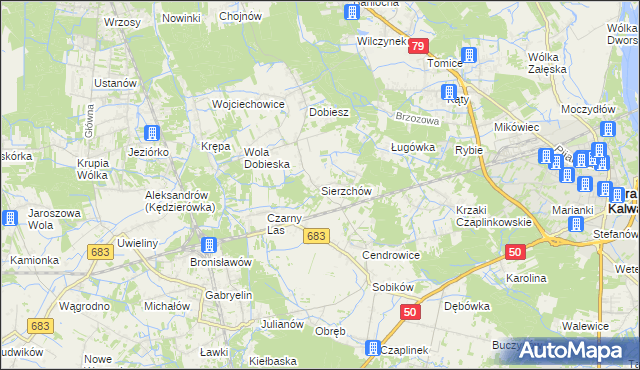 mapa Sierzchów gmina Góra Kalwaria, Sierzchów gmina Góra Kalwaria na mapie Targeo