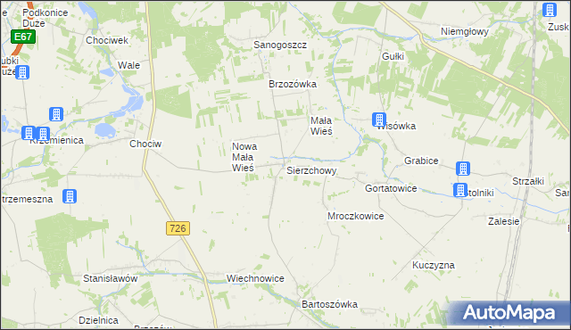 mapa Sierzchowy, Sierzchowy na mapie Targeo