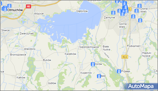 mapa Siestrzechowice, Siestrzechowice na mapie Targeo