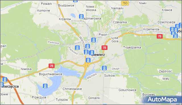 mapa Siewierz, Siewierz na mapie Targeo
