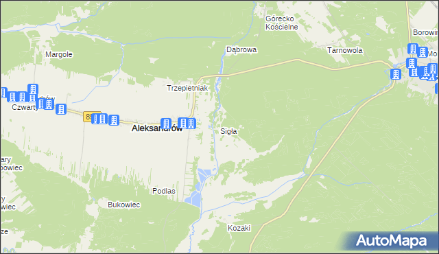 mapa Sigła gmina Aleksandrów, Sigła gmina Aleksandrów na mapie Targeo