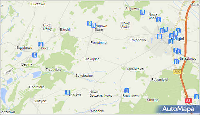 mapa Sikorzyn gmina Śmigiel, Sikorzyn gmina Śmigiel na mapie Targeo