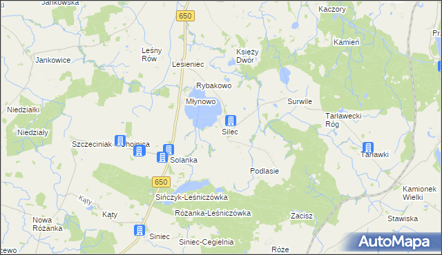 mapa Silec, Silec na mapie Targeo