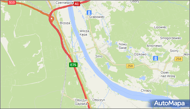 mapa Silno gmina Obrowo, Silno gmina Obrowo na mapie Targeo
