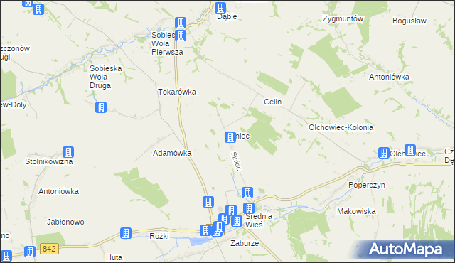 mapa Siniec gmina Żółkiewka, Siniec gmina Żółkiewka na mapie Targeo