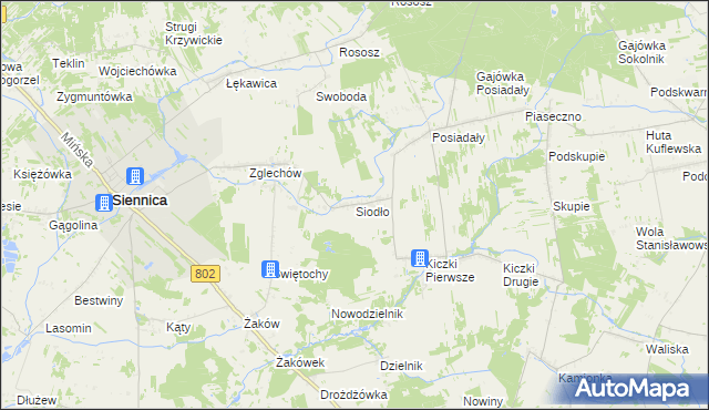 mapa Siodło gmina Siennica, Siodło gmina Siennica na mapie Targeo