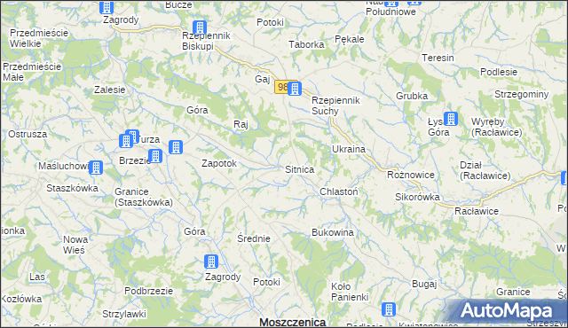 mapa Sitnica gmina Biecz, Sitnica gmina Biecz na mapie Targeo