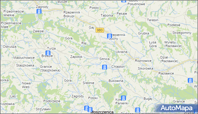 mapa Sitnica gmina Biecz, Sitnica gmina Biecz na mapie Targeo