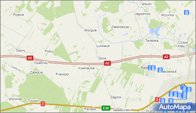 mapa Sitnik gmina Biała Podlaska, Sitnik gmina Biała Podlaska na mapie Targeo