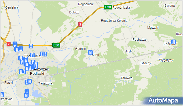 mapa Sitno gmina Międzyrzec Podlaski, Sitno gmina Międzyrzec Podlaski na mapie Targeo