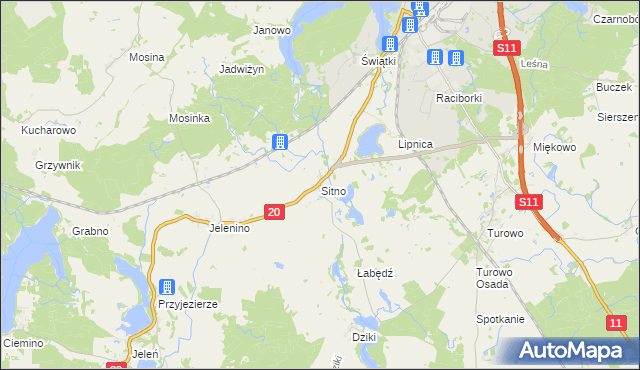 mapa Sitno gmina Szczecinek, Sitno gmina Szczecinek na mapie Targeo