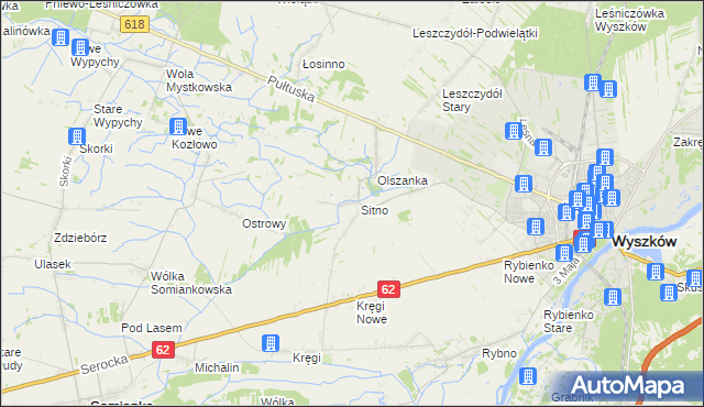 mapa Sitno gmina Wyszków, Sitno gmina Wyszków na mapie Targeo