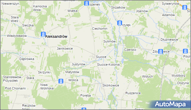 mapa Siucice, Siucice na mapie Targeo