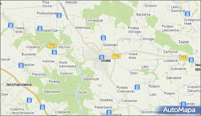 mapa Skała powiat krakowski, Skała powiat krakowski na mapie Targeo