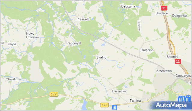 mapa Skalno gmina Szczecinek, Skalno gmina Szczecinek na mapie Targeo