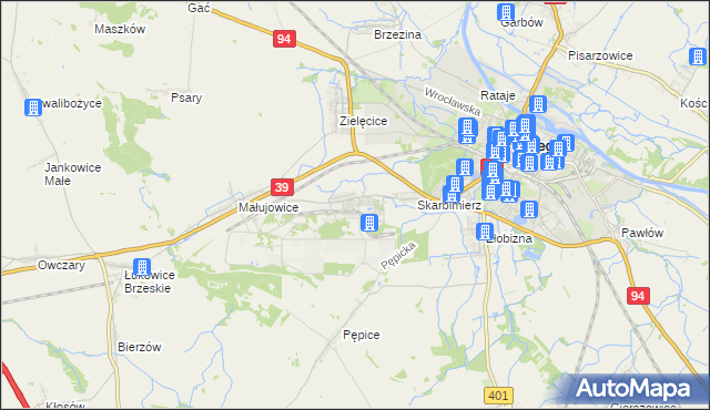 mapa Skarbimierz-Osiedle, Skarbimierz-Osiedle na mapie Targeo