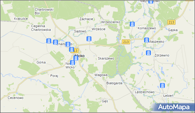 mapa Skarszewo gmina Wicko, Skarszewo gmina Wicko na mapie Targeo