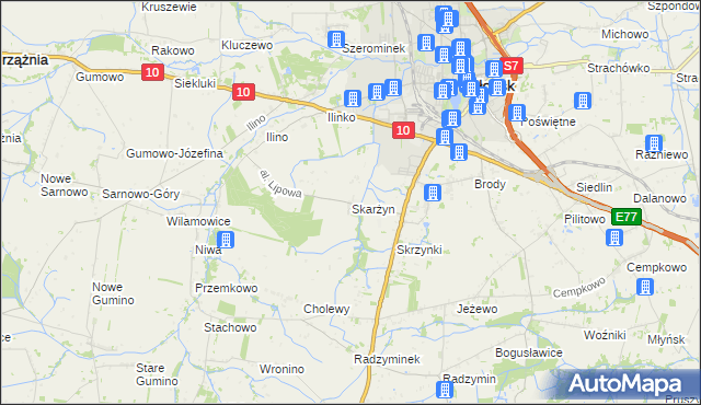 mapa Skarżyn gmina Płońsk, Skarżyn gmina Płońsk na mapie Targeo