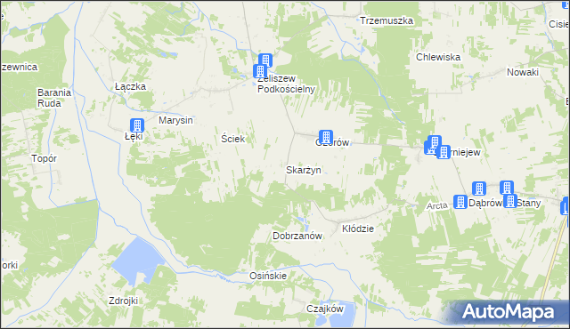 mapa Skarżyn gmina Skórzec, Skarżyn gmina Skórzec na mapie Targeo