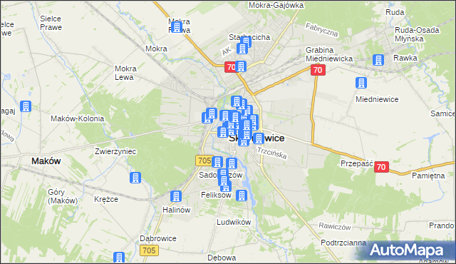mapa Skierniewic, Skierniewice na mapie Targeo