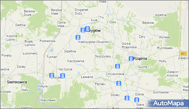 mapa Skoczylasy, Skoczylasy na mapie Targeo